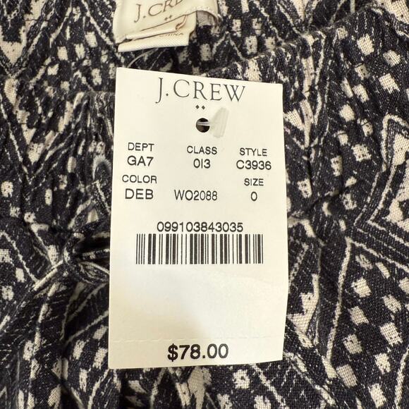 J.Crew Black White Geometric Print Pants | Drawstring Boho Artsy | NWT Size 0 - Picture 6 of 10